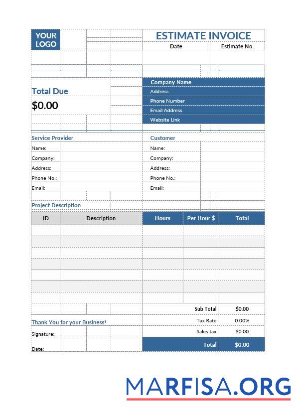 Printable Free Estimate Invoice Template